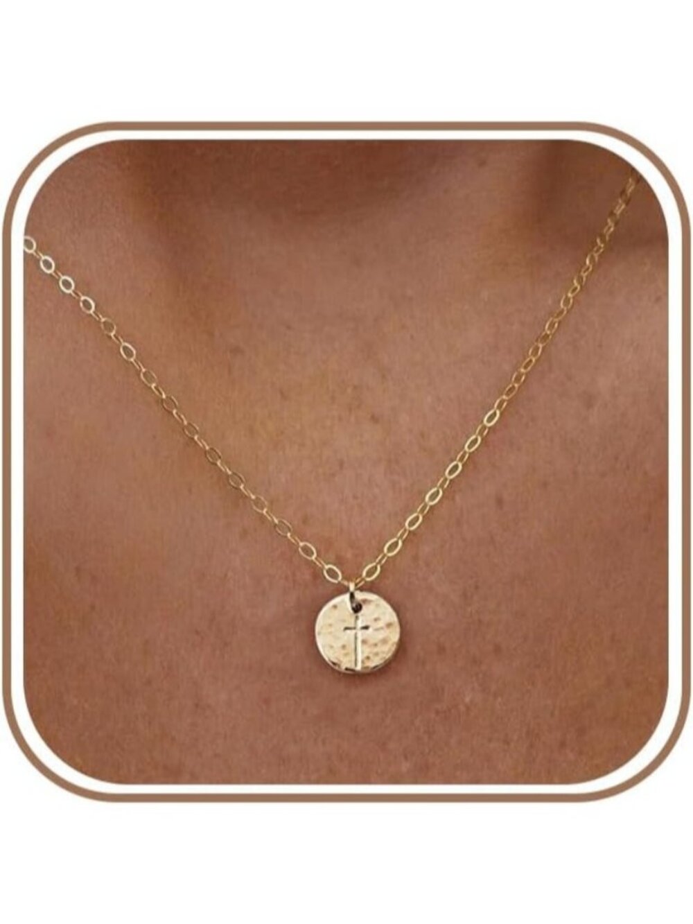 Women's 14k Gold Silver Cable Chain Necklace Dainty Choker Christian Faith Gift